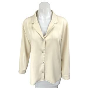 Things Between Women Cream Long Sleeve Notch Collar Button Down Shirt Top Size S